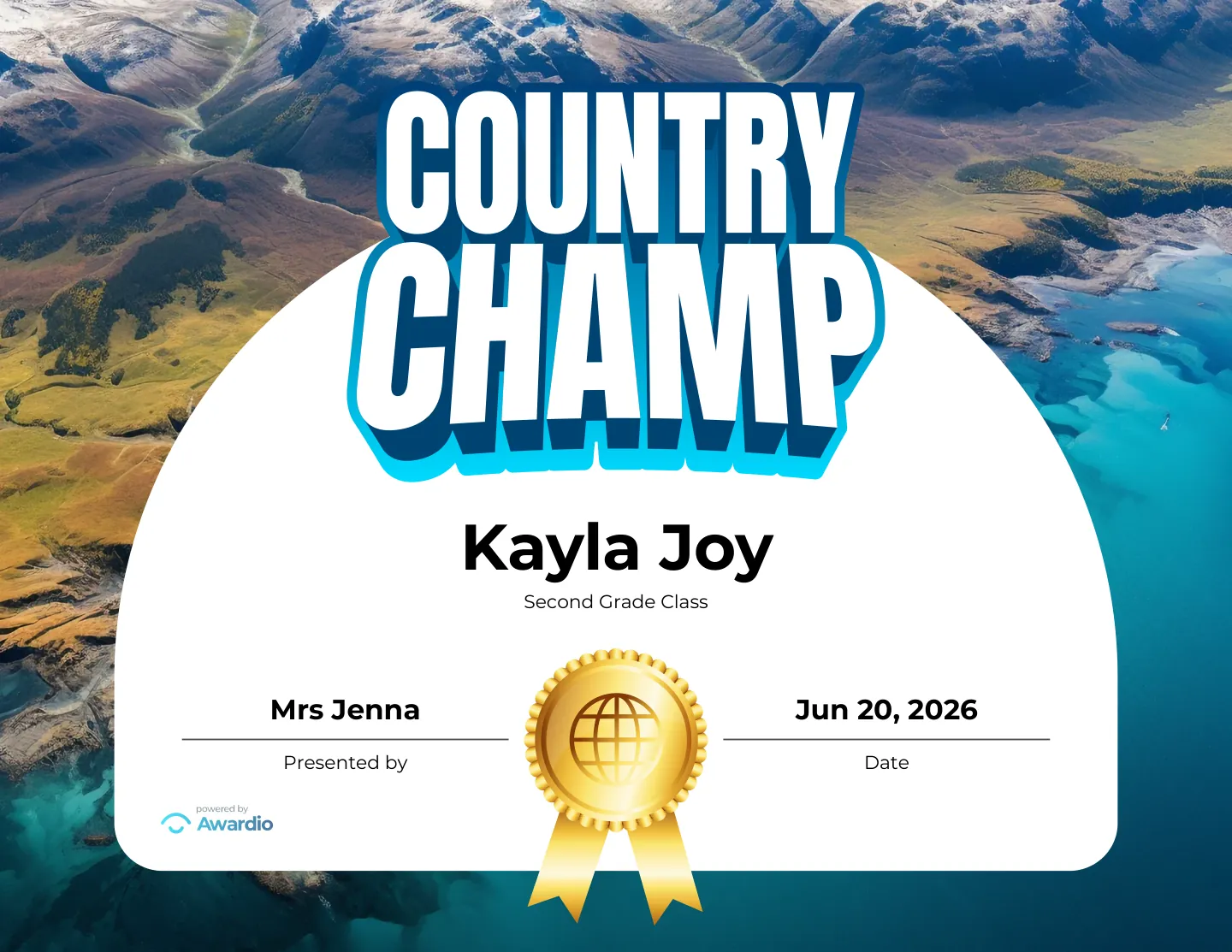 Customizable Geography certificate for students