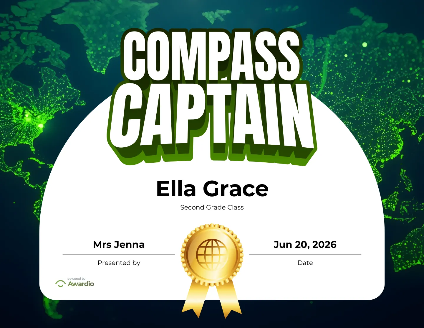 Geography recognition award template