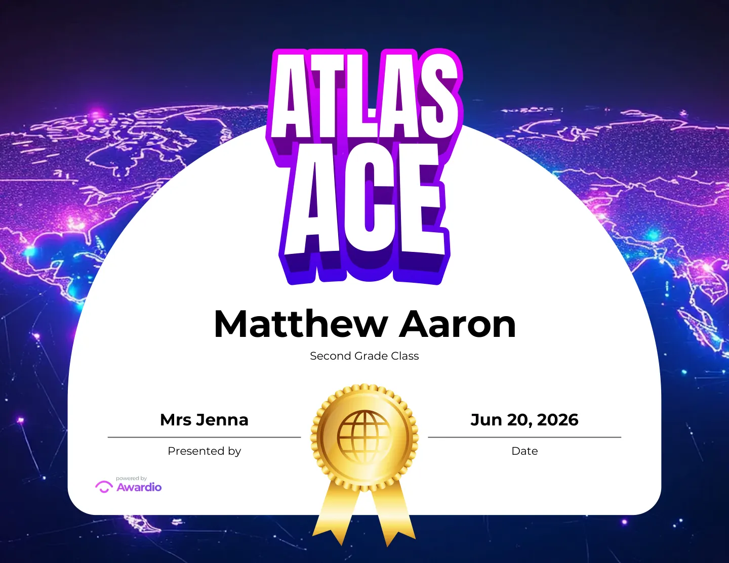 Digital Geography award certificate example