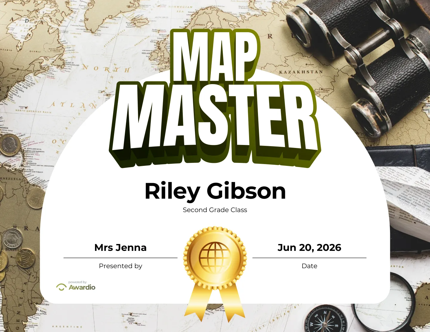 Personalized Geography student certificate