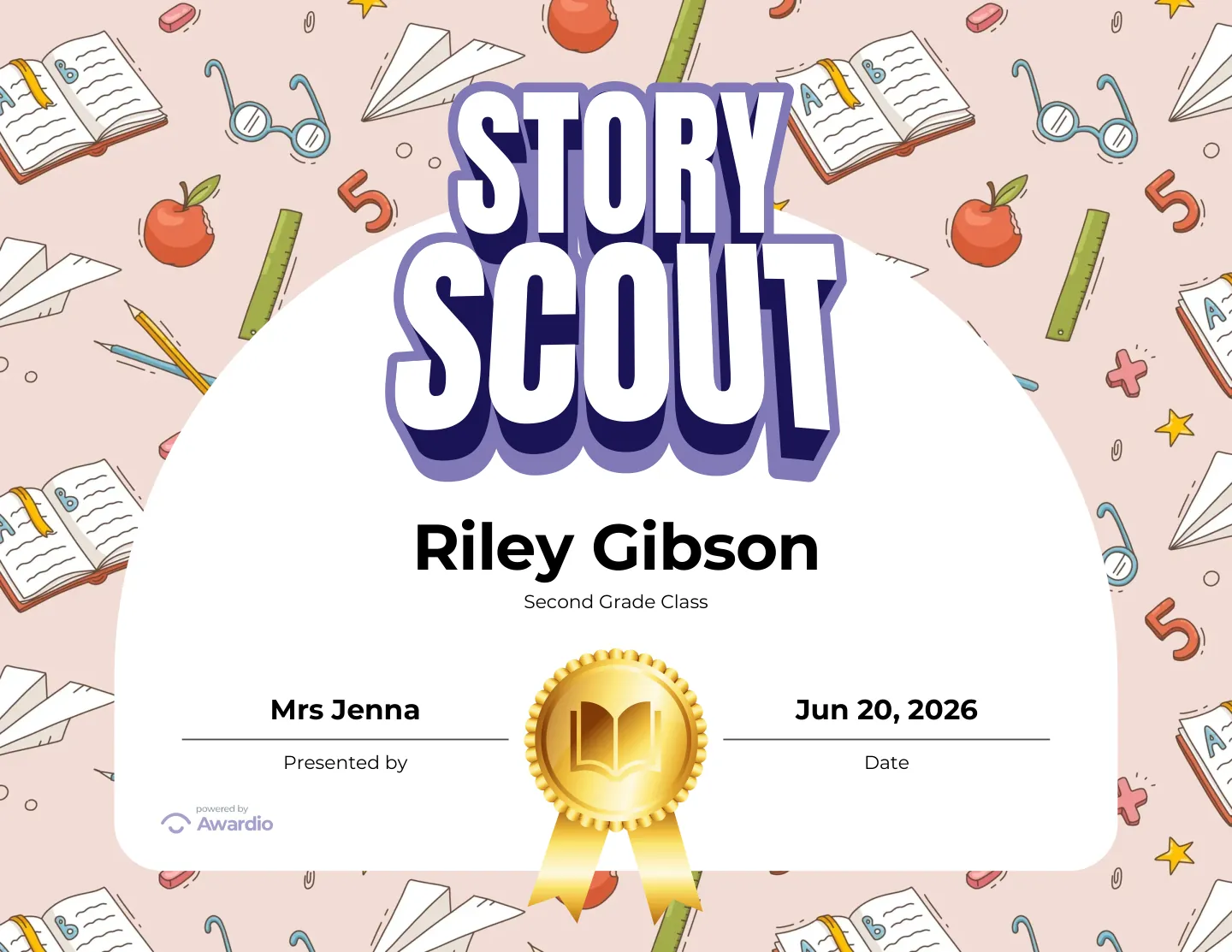 Personalized Reading student certificate