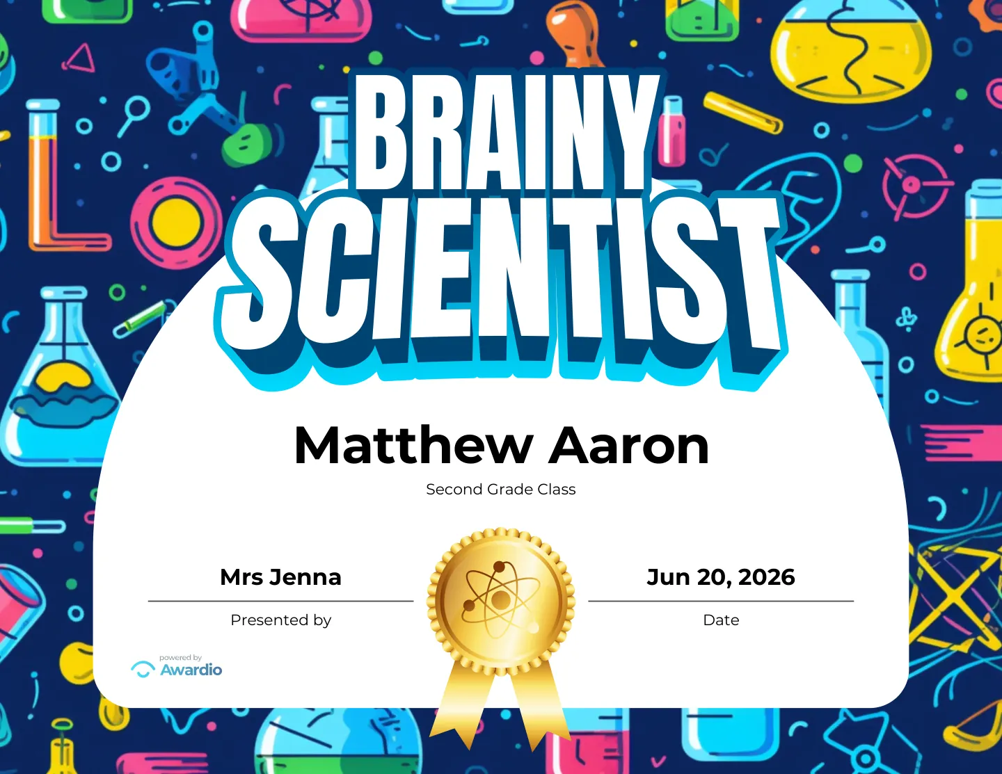 Digital Science award certificate example