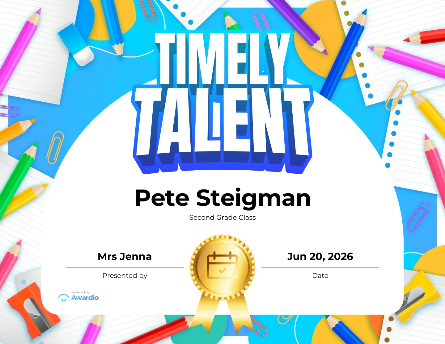 Achievement award template for teachers