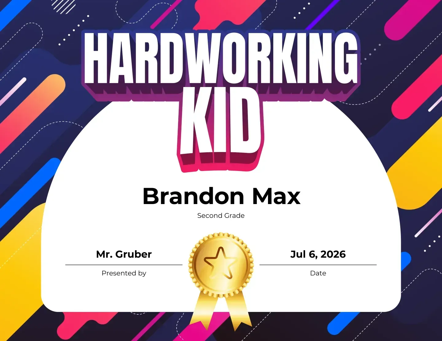 Achievement certificate for the classroom