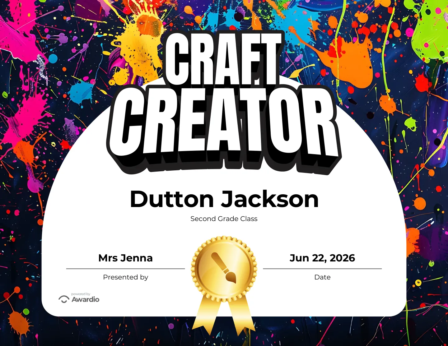 Printable Arts and Crafts award certificate