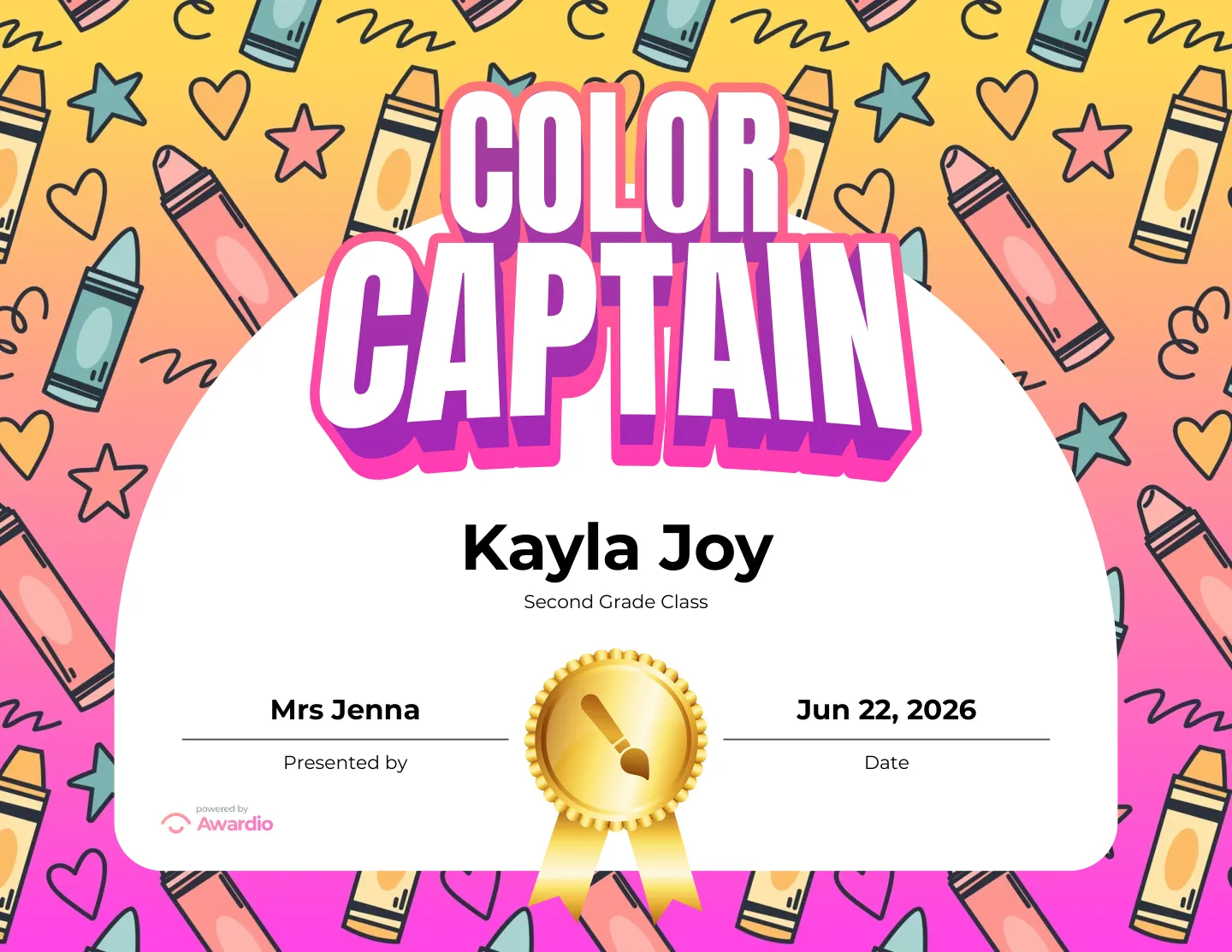 Customizable Arts and Crafts certificate for students