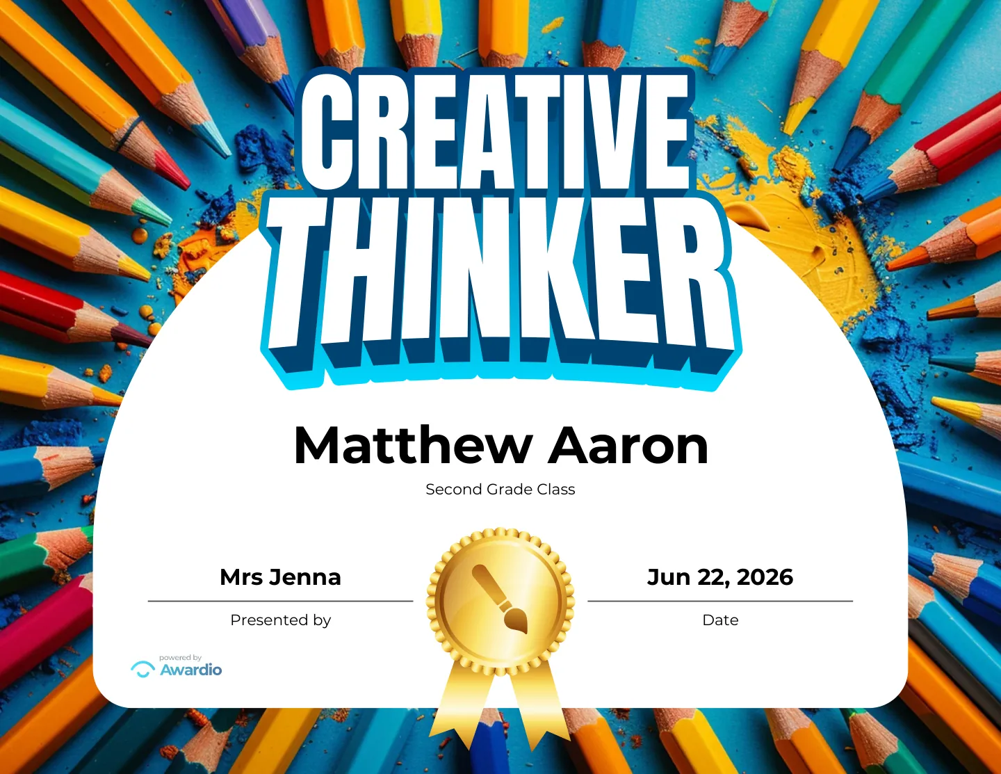 Digital Arts and Crafts award certificate example