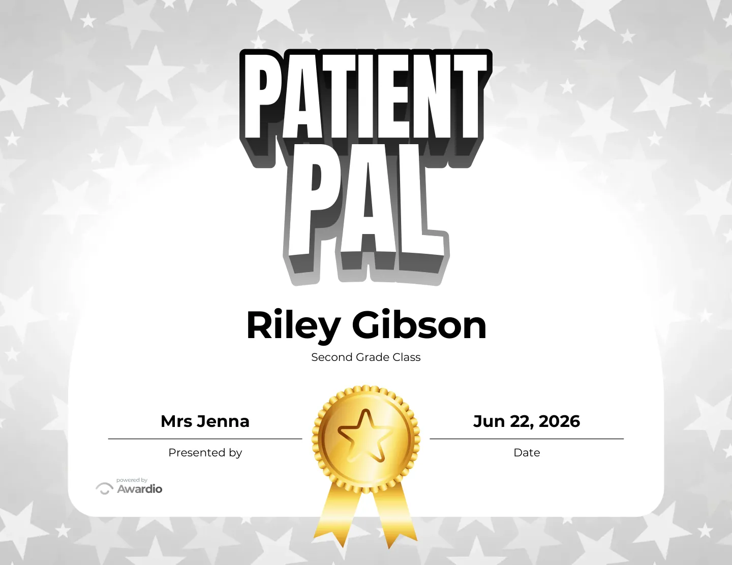 Personalized Behavior student certificate