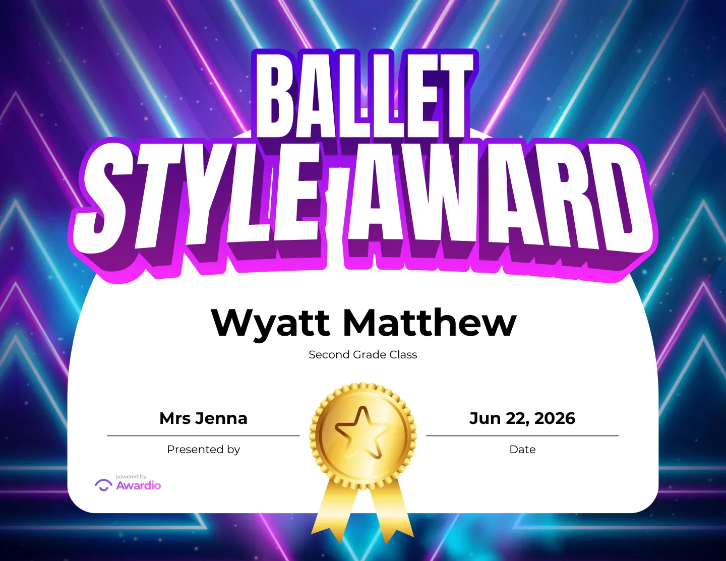 Dance award certificate template