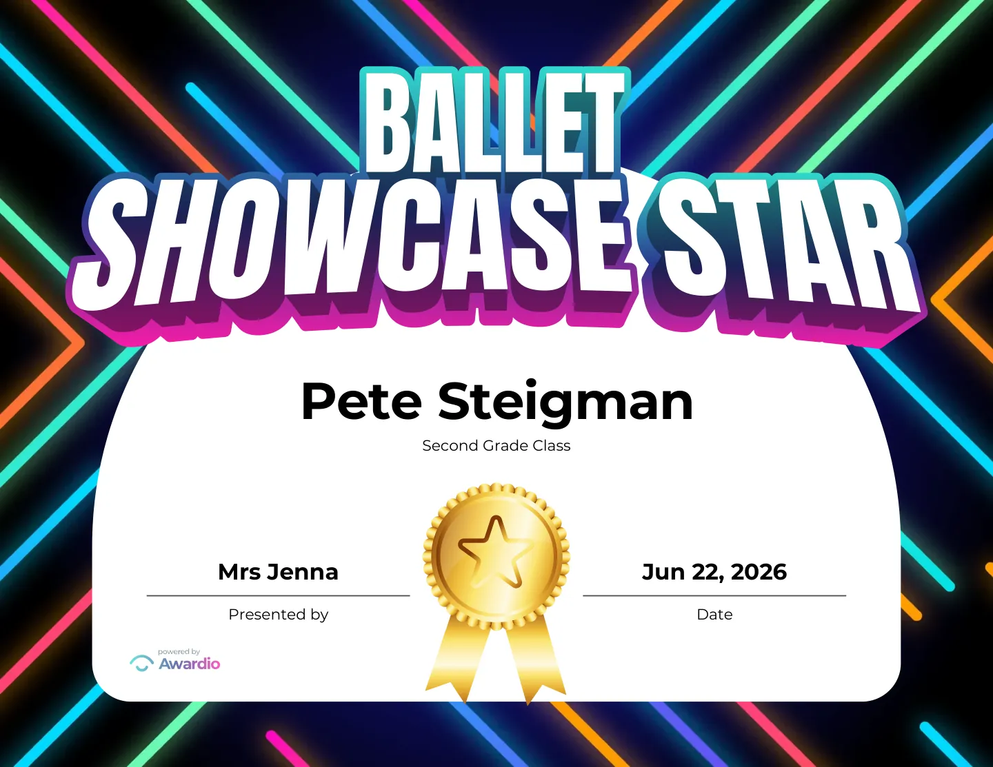 Dance award template for teachers