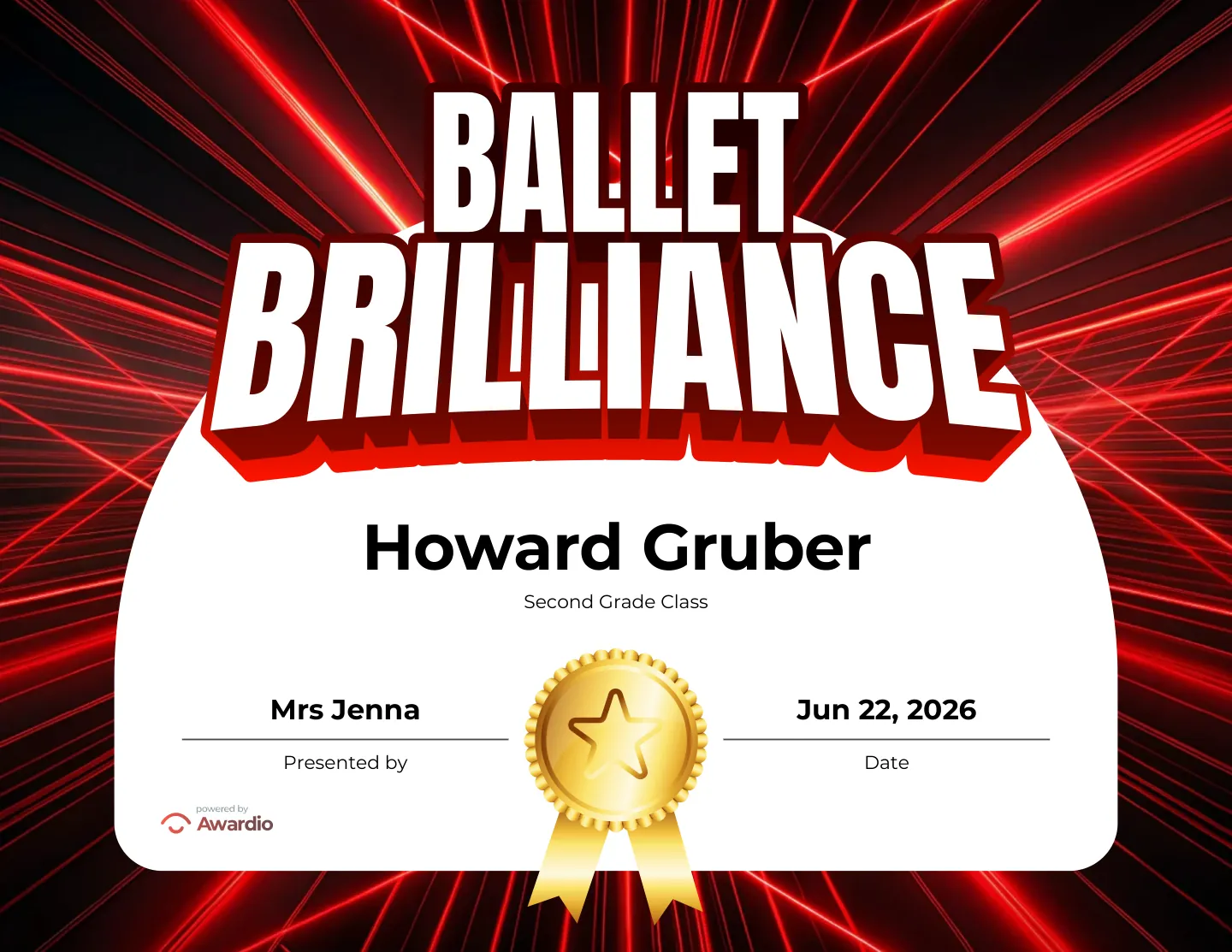 Dance certificate for the classroom