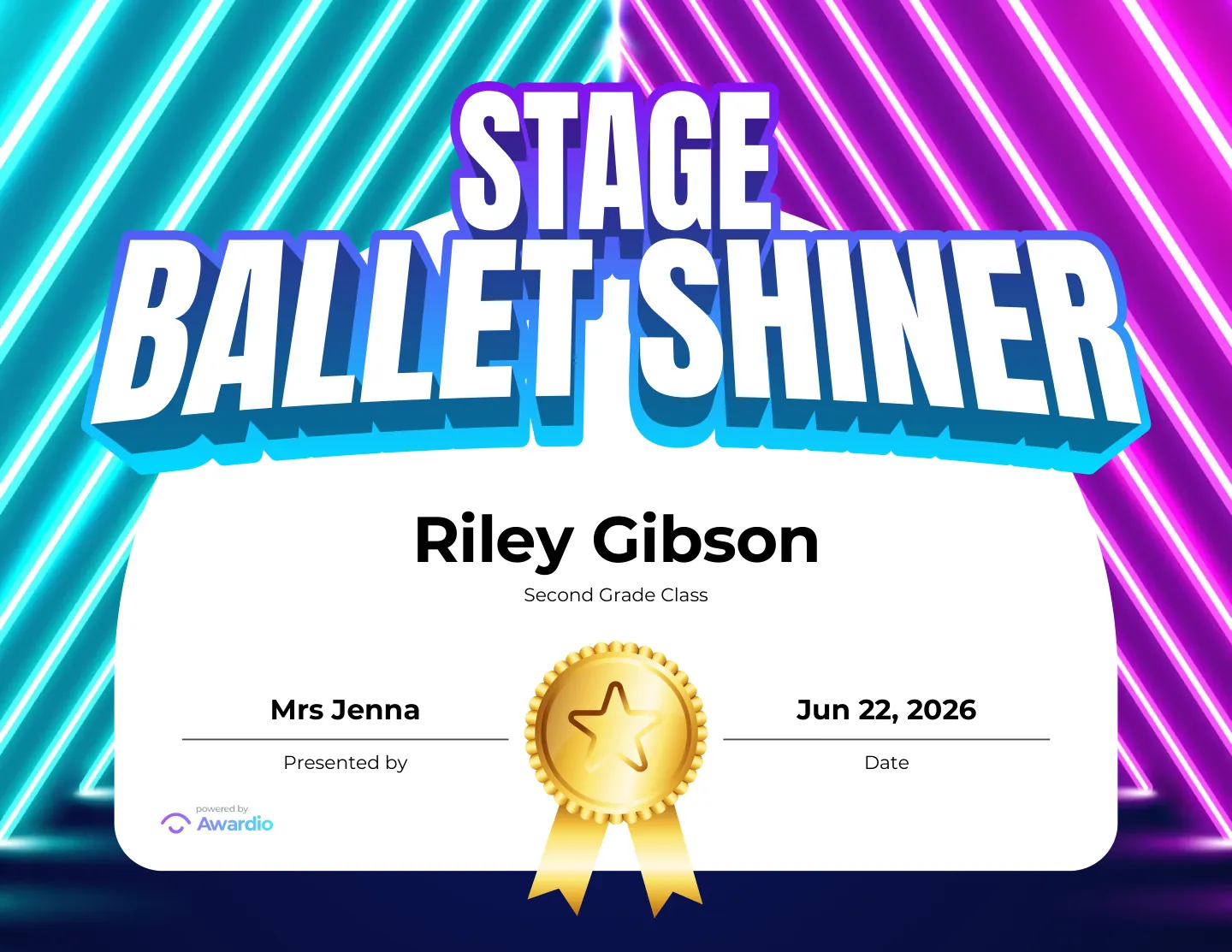 Personalized Dance student certificate