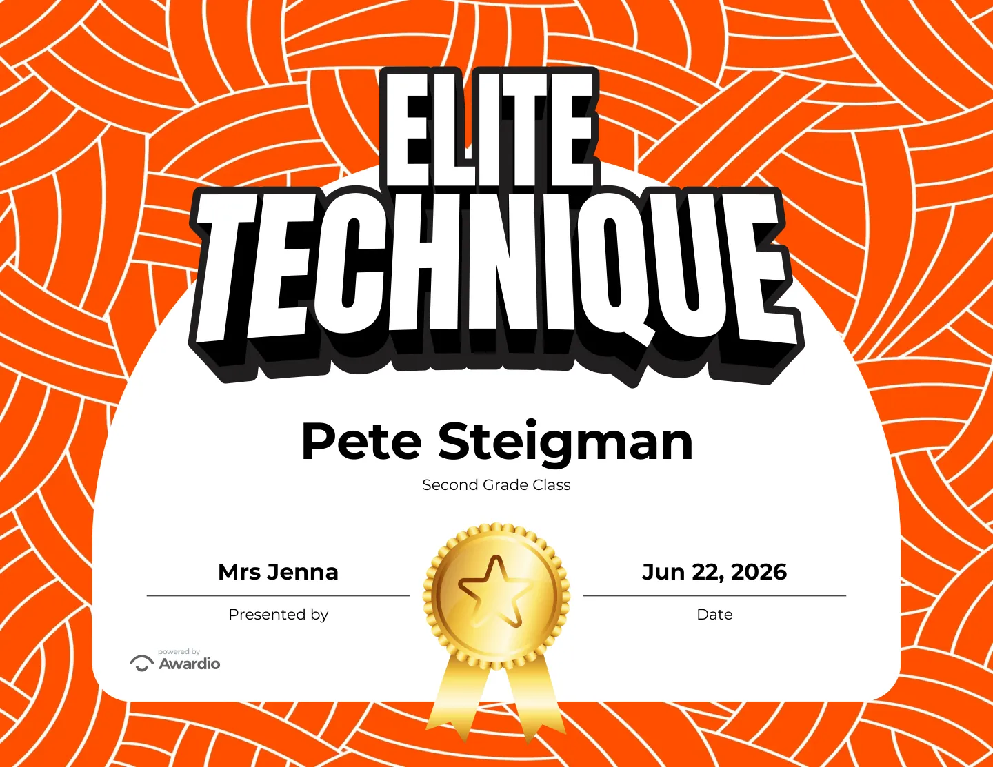 Martial Arts award template for teachers