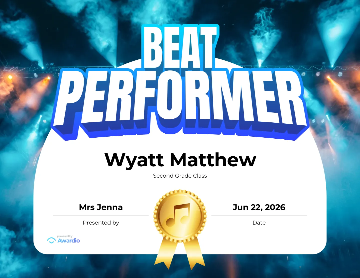 Music award certificate template