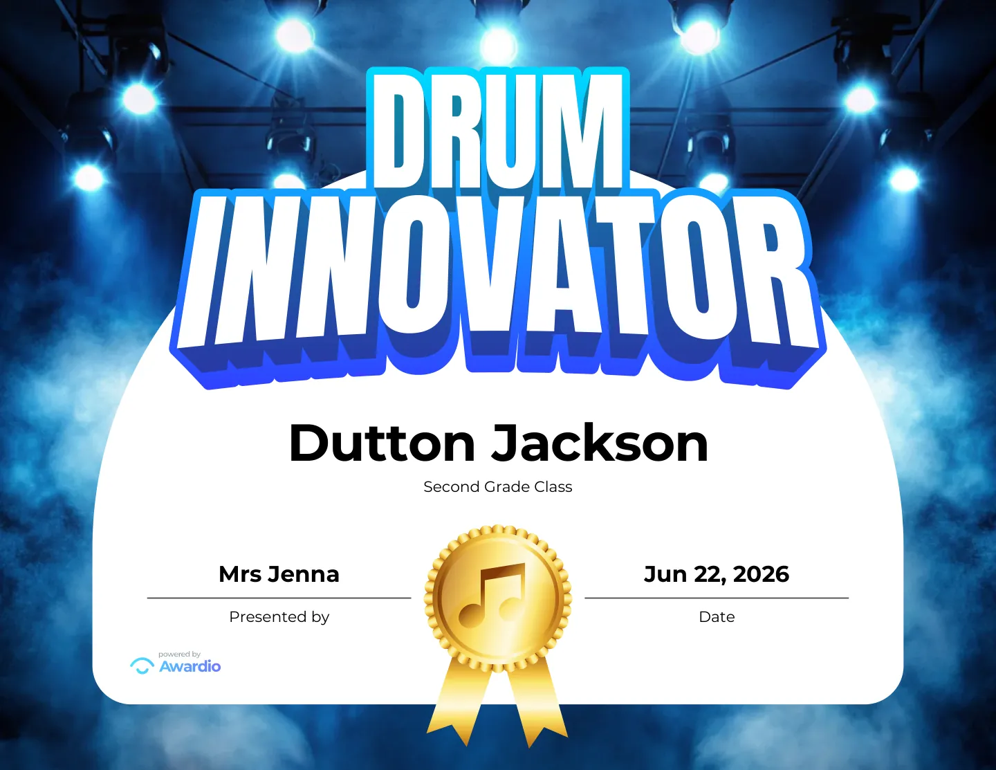 Music recognition award template