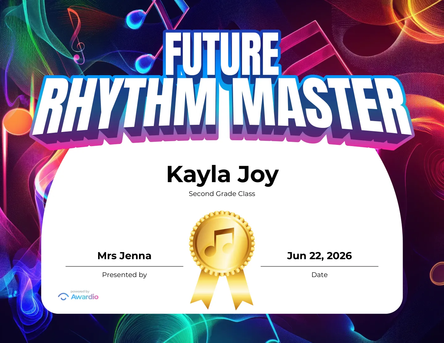 Customizable Drums certificate for students