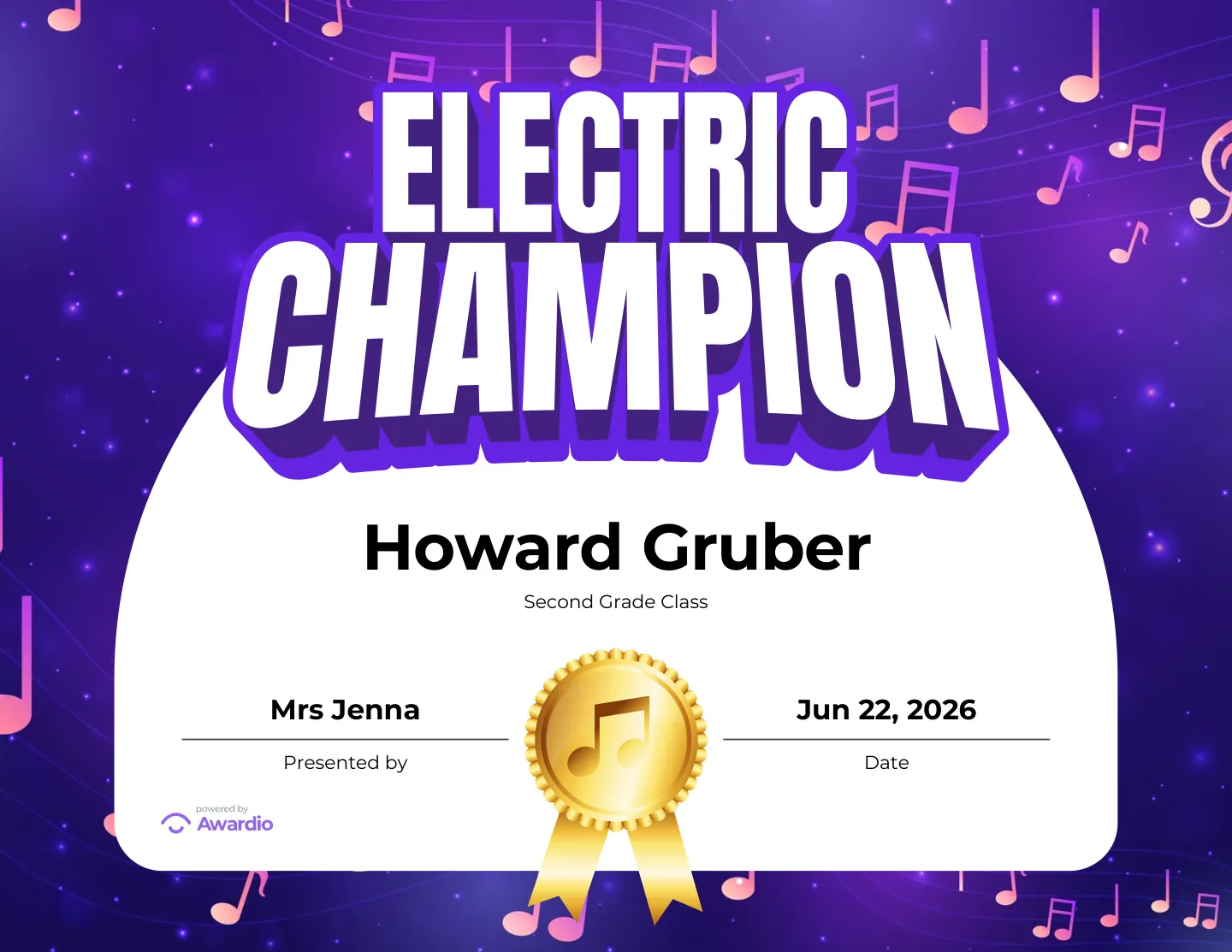 Electric Guitar certificate for the classroom