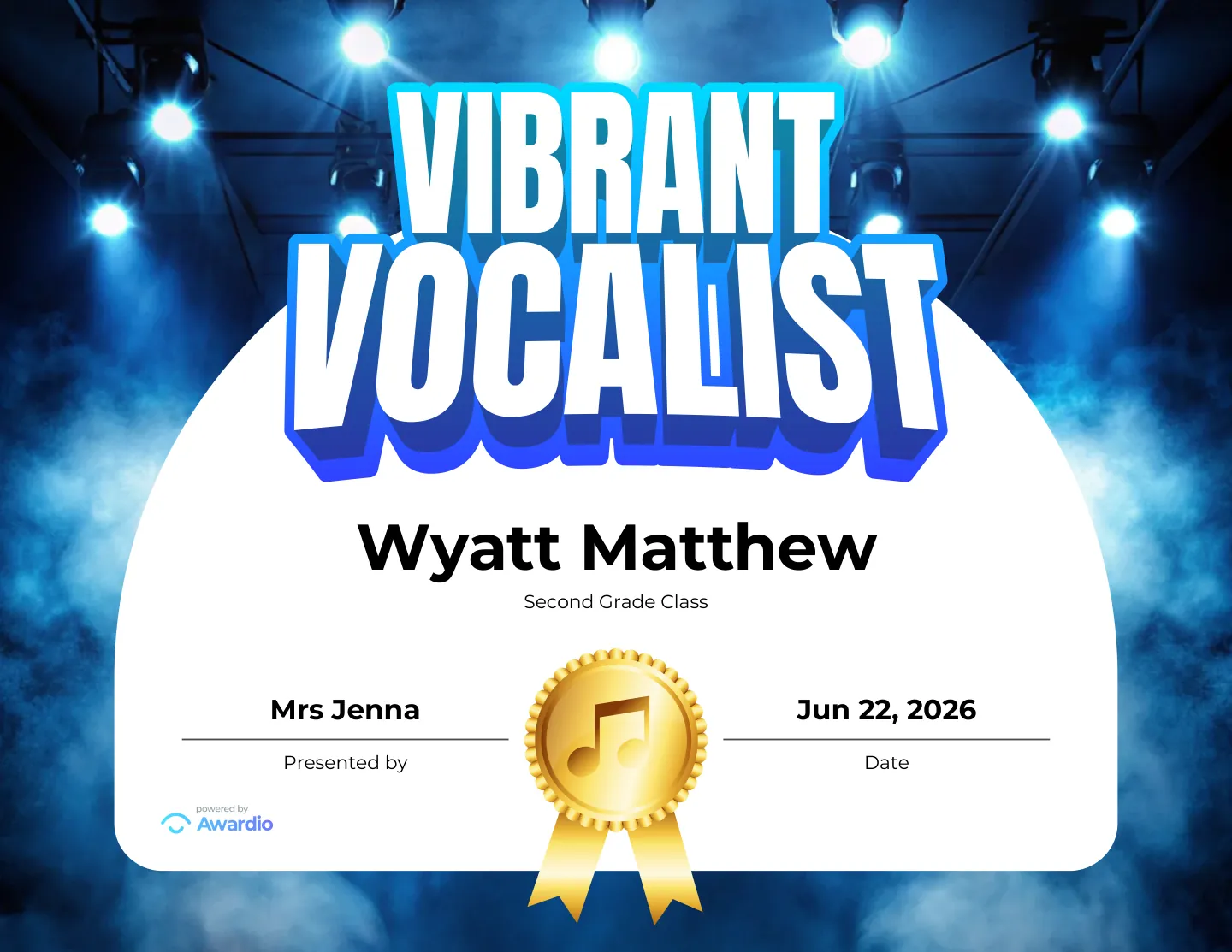 Customizable Music certificate for students