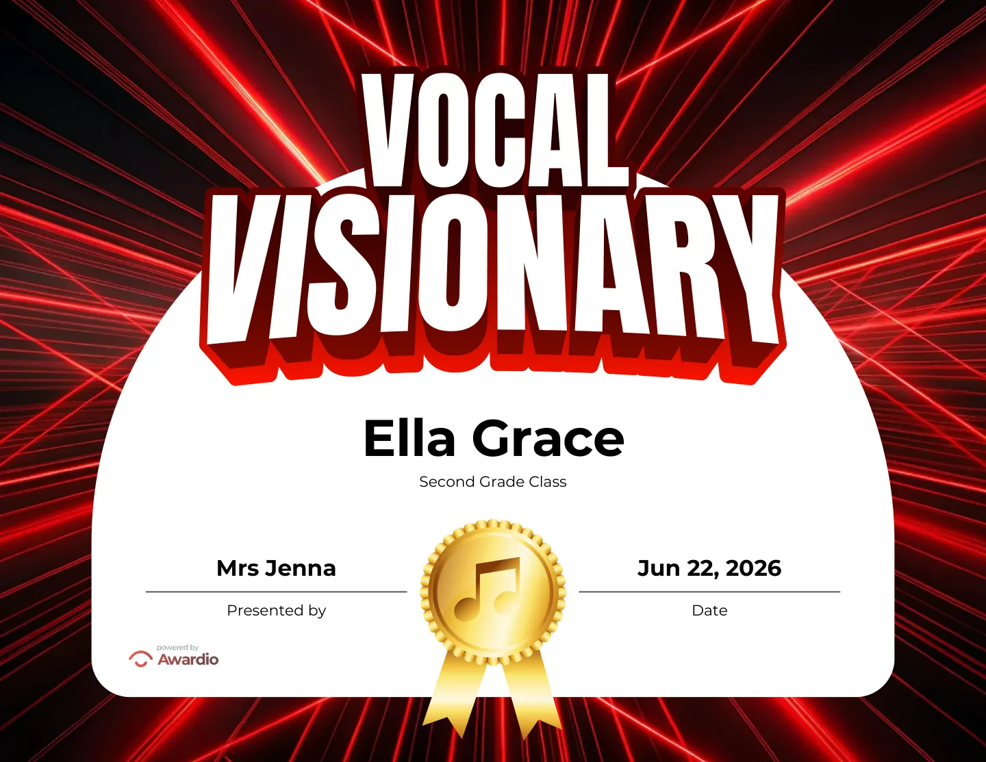 Singing recognition award template
