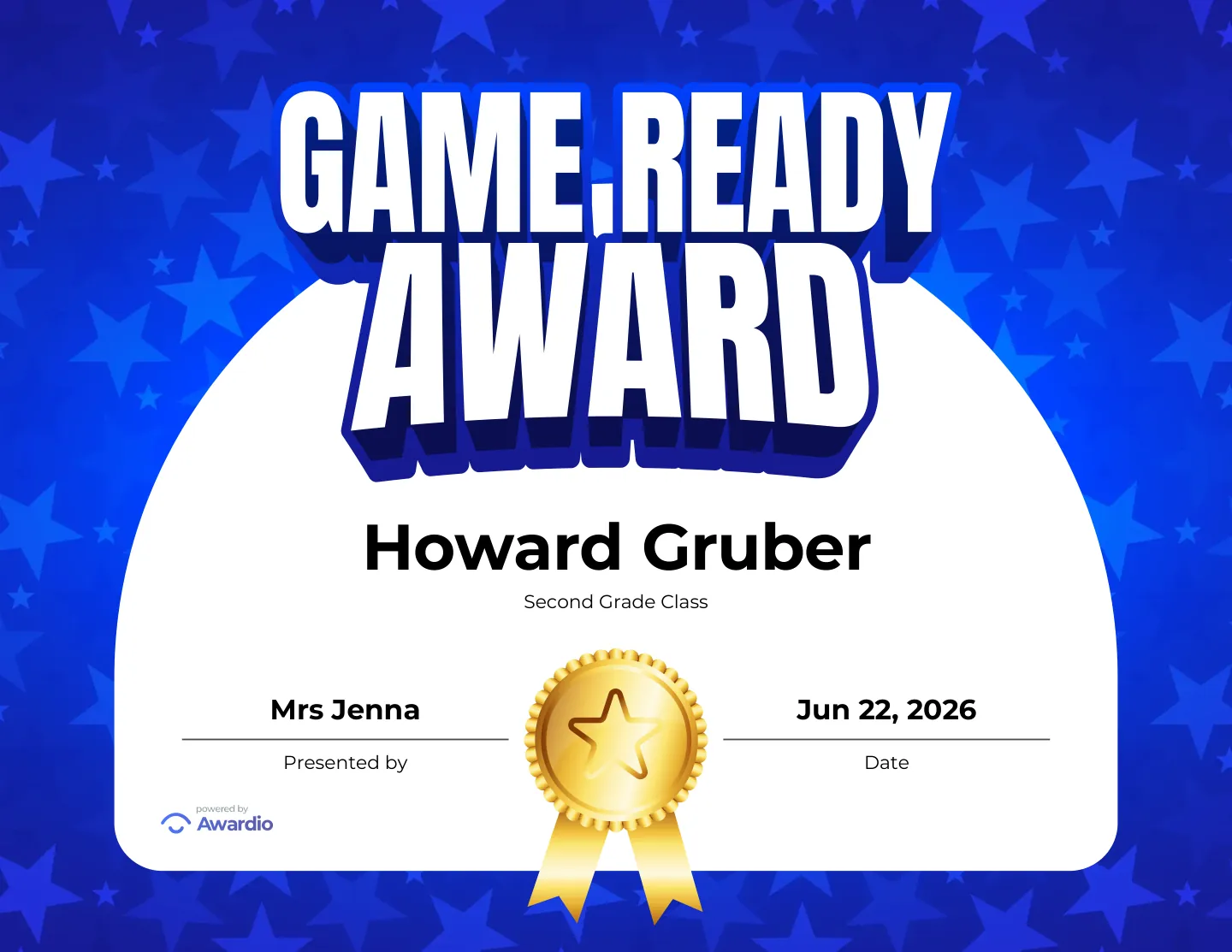 Baseball certificate for the classroom