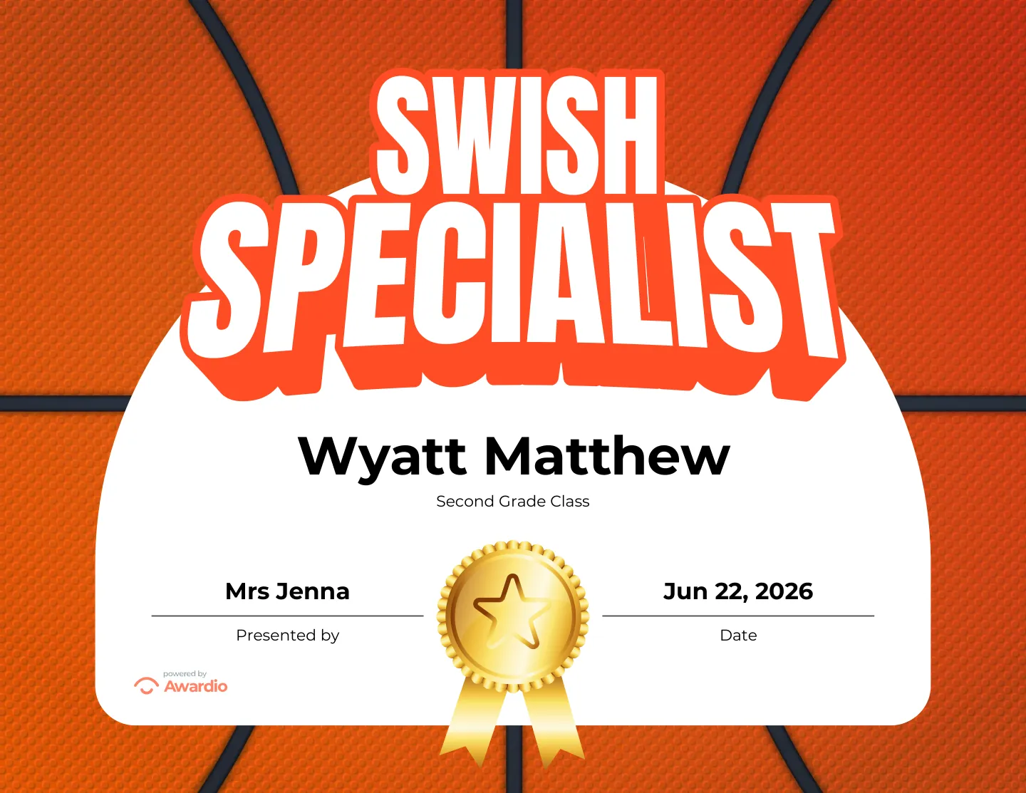 Printable Sports award certificate
