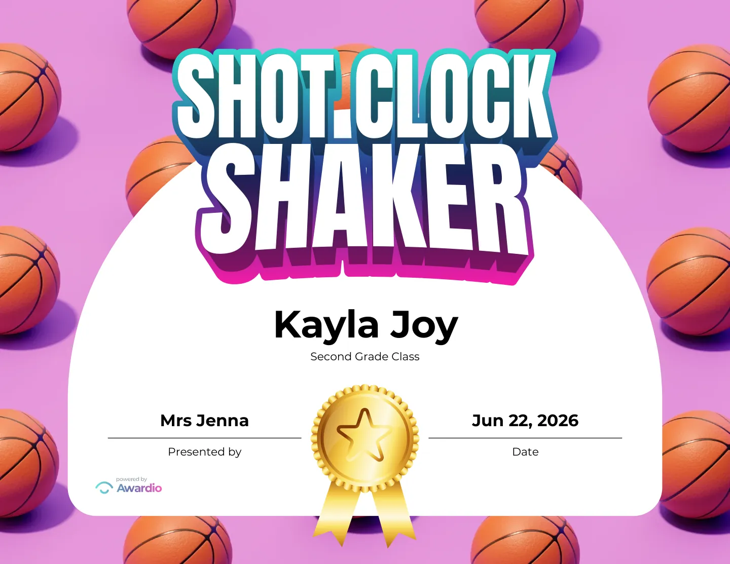 Customizable Basketball certificate for students