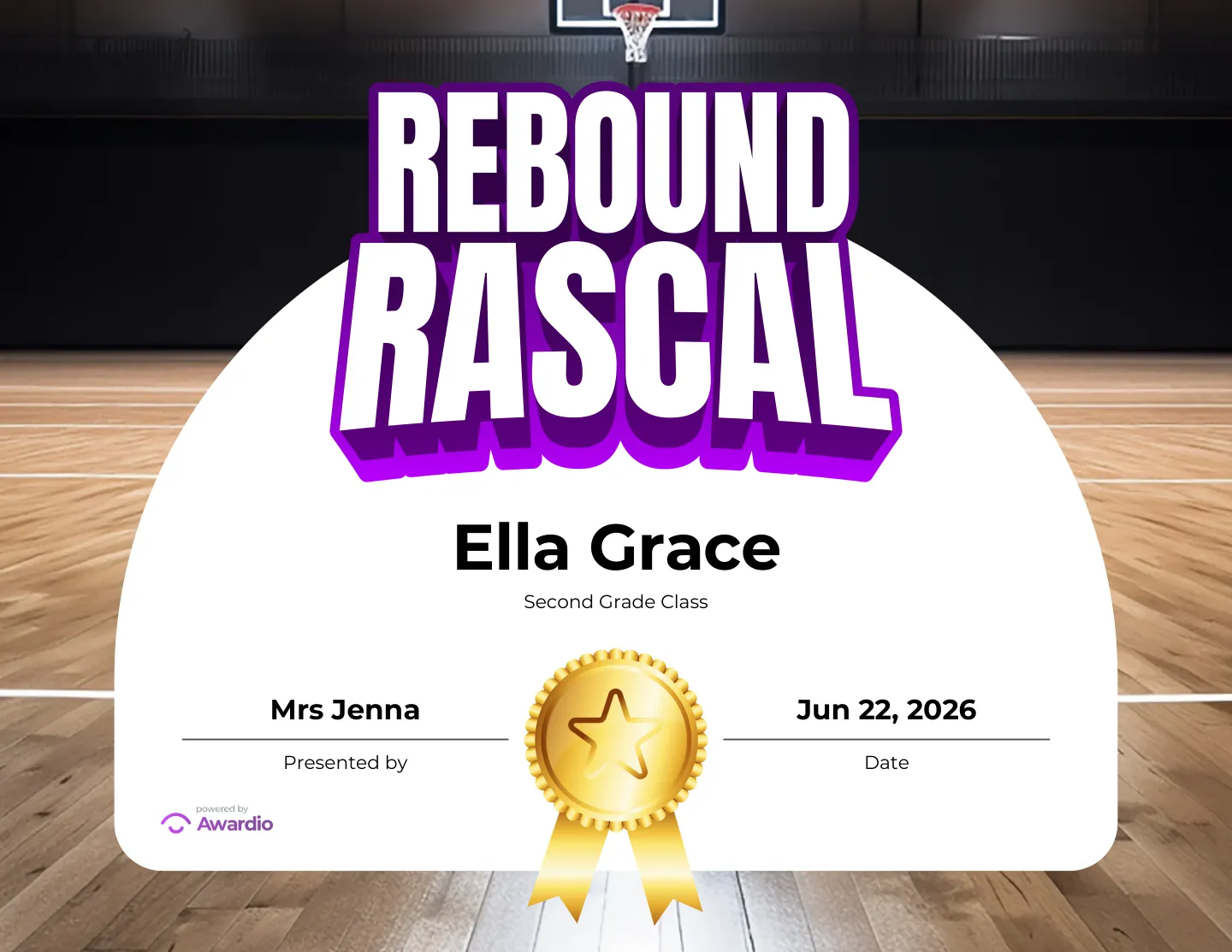 Basketball recognition award template