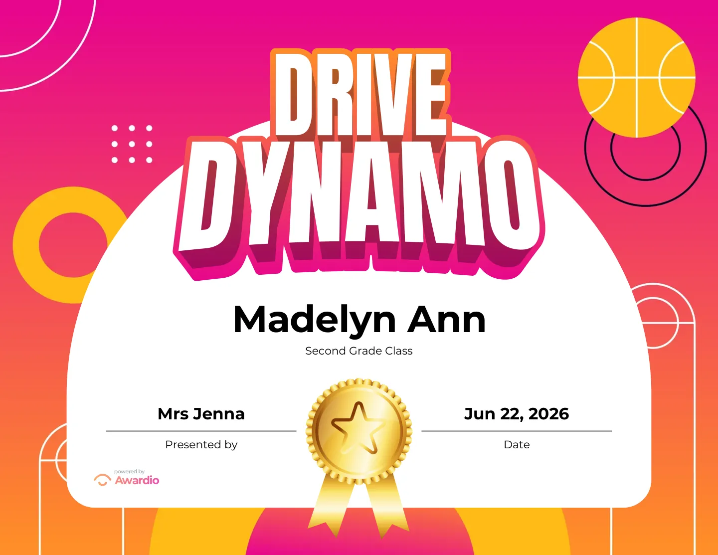 Editable Basketball award certificate