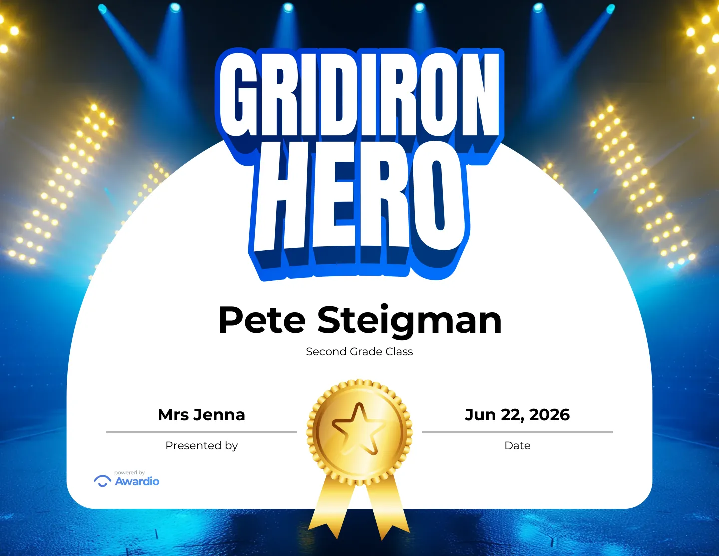 Football award template for teachers