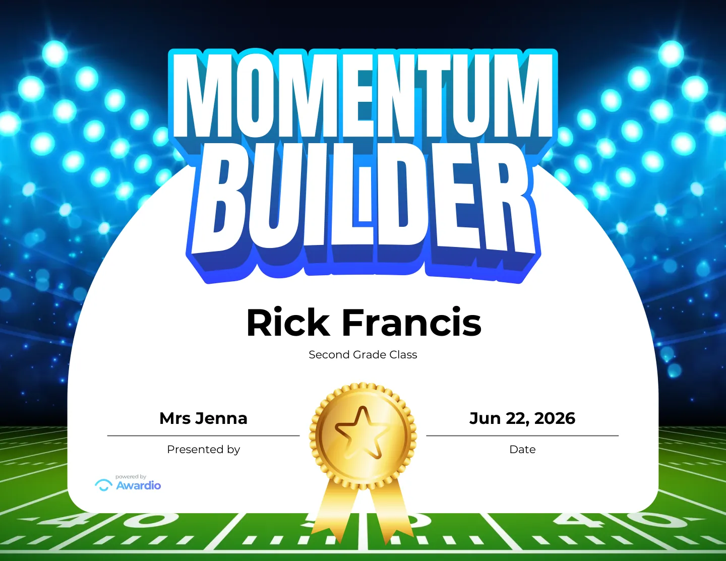 Football certificate you can print or send