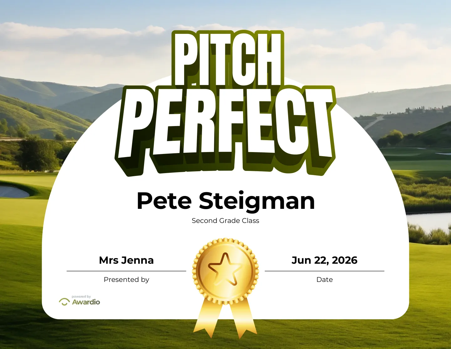 Golf award template for teachers