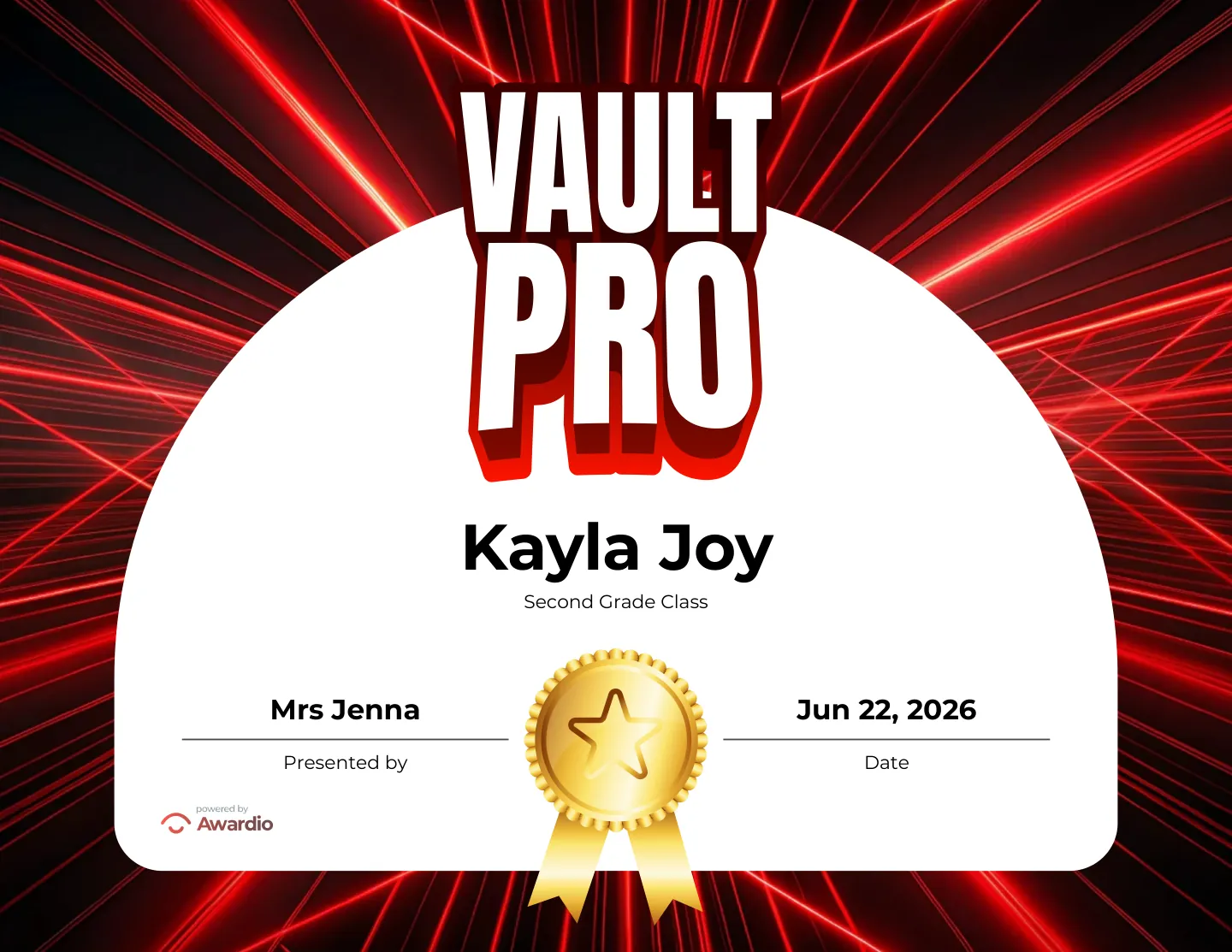 Customizable Gymnastics certificate for students