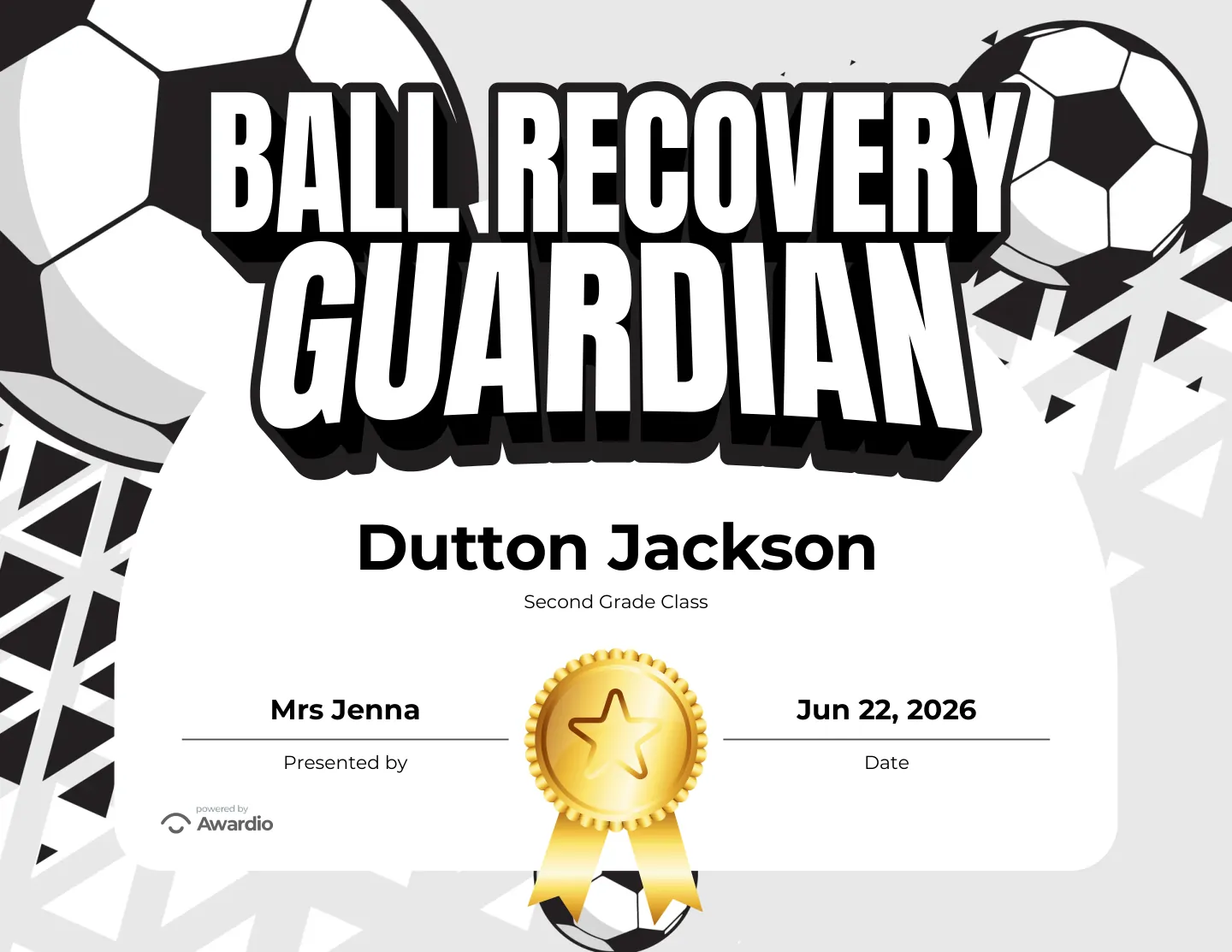 Printable Soccer award certificate
