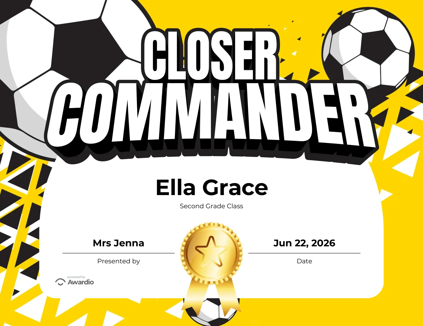 Soccer recognition award template