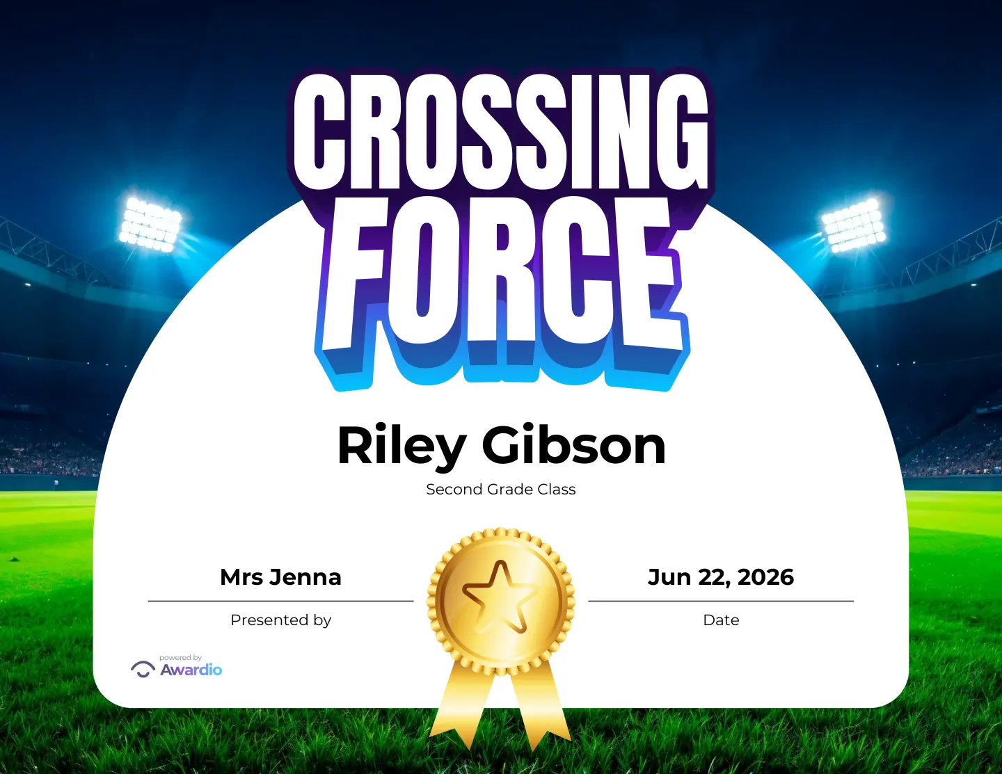 Personalized Soccer student certificate