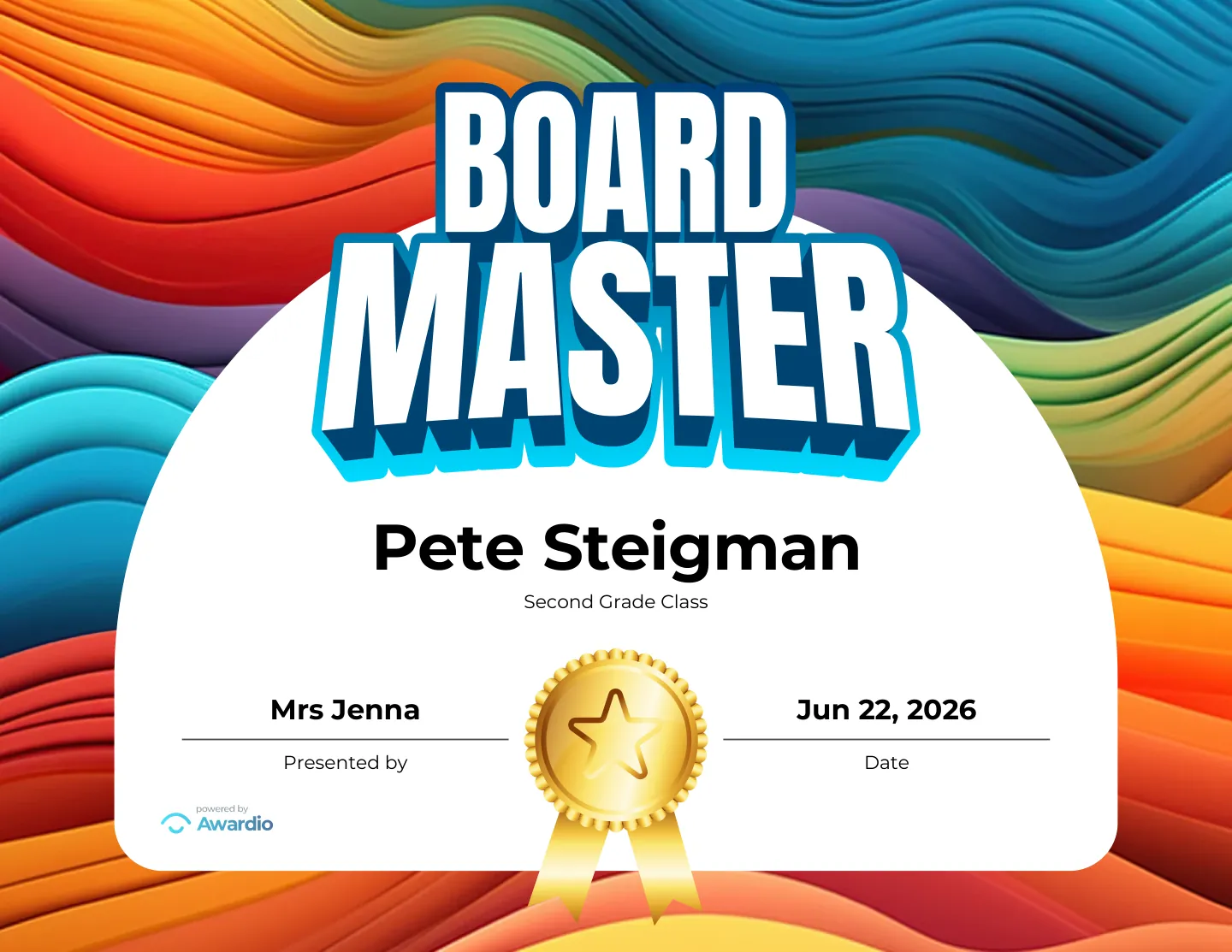 Surf award template for teachers