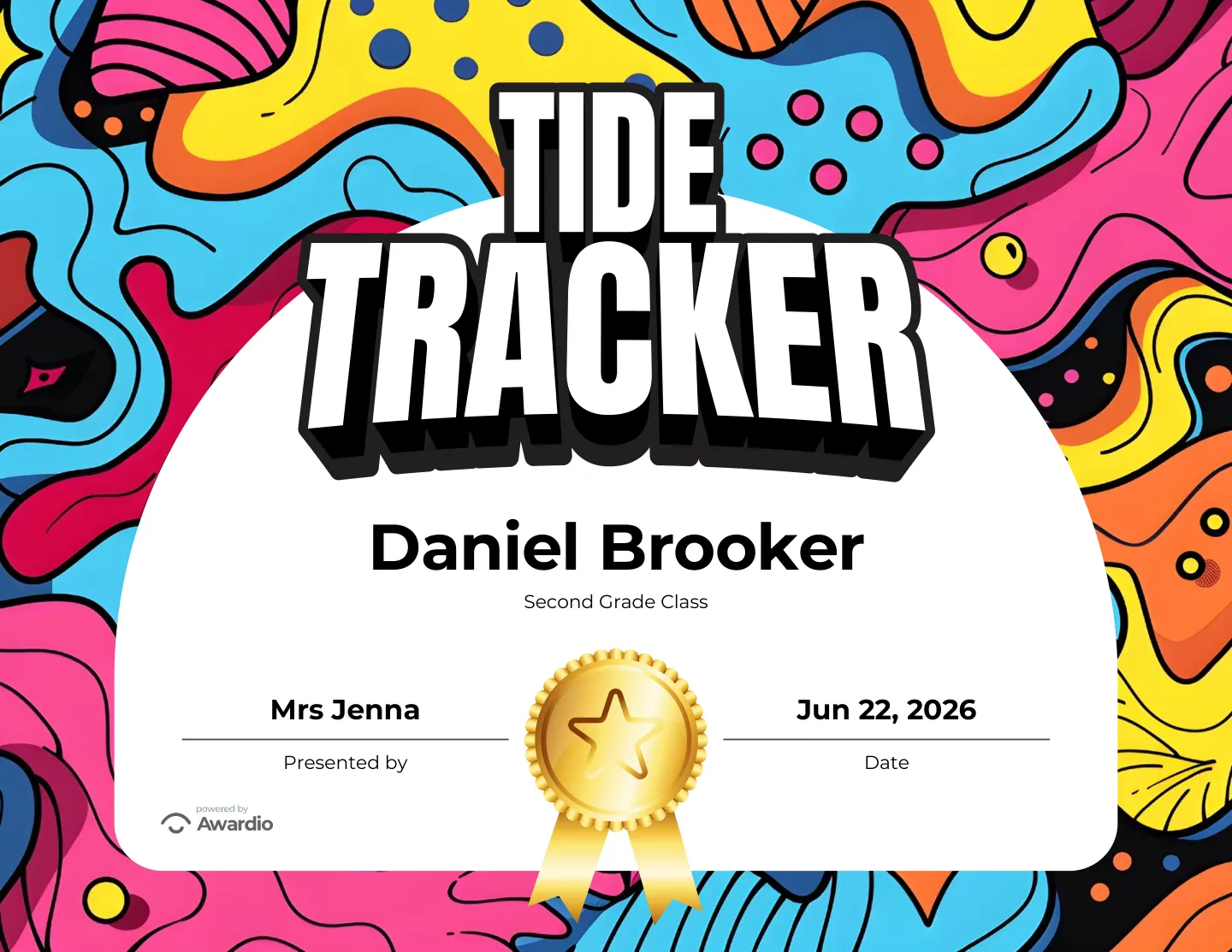 Printable Surf award for kids