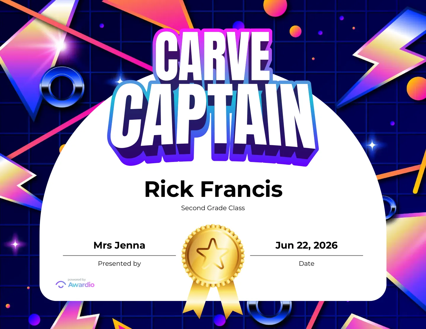 Surf certificate you can print or send