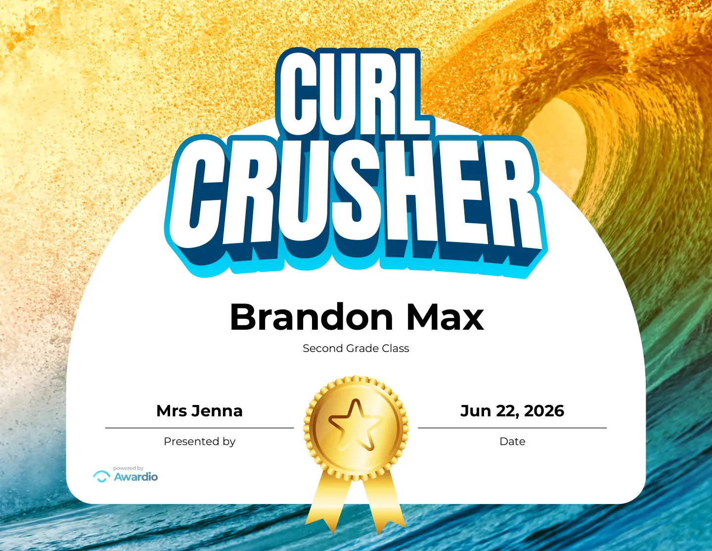 Free Surf award certificate design