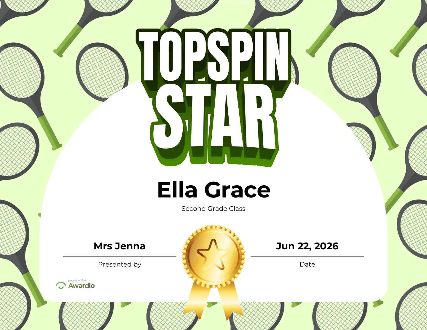 Tennis recognition award template