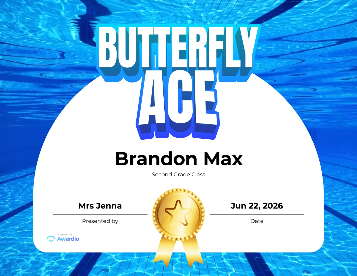 Free Swim award certificate design